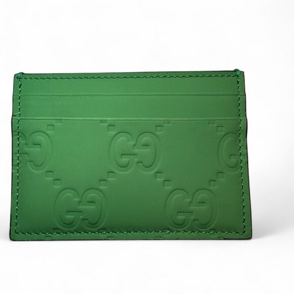 GUCCI Rubber Jumbo GG Leather Card Holder, Green, Unisex, Like New - Picture 4 of 11